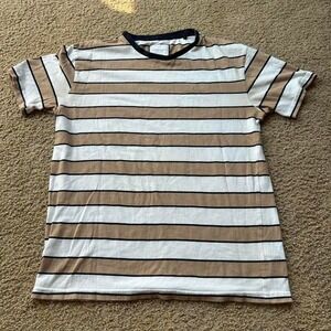 Loose fit brown and white striped Ricky Singh Denim & Flower t-shirt